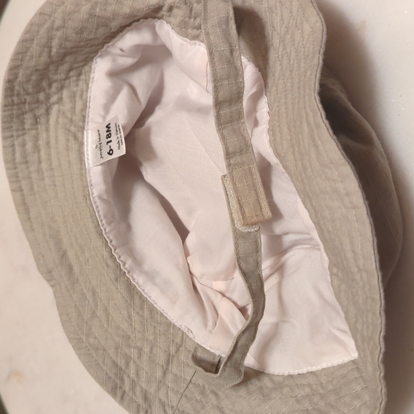 Infant Beige Bucket Hat with Strap - Picture 3 of 3